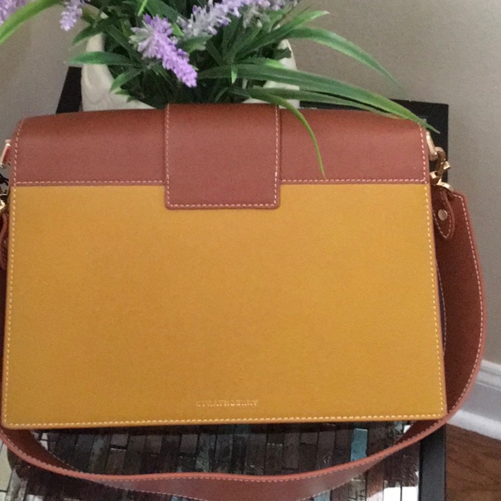 Strathberry Tricolor Crescent Colorblock Leather Shoulder Bag - Picture 15 of 16